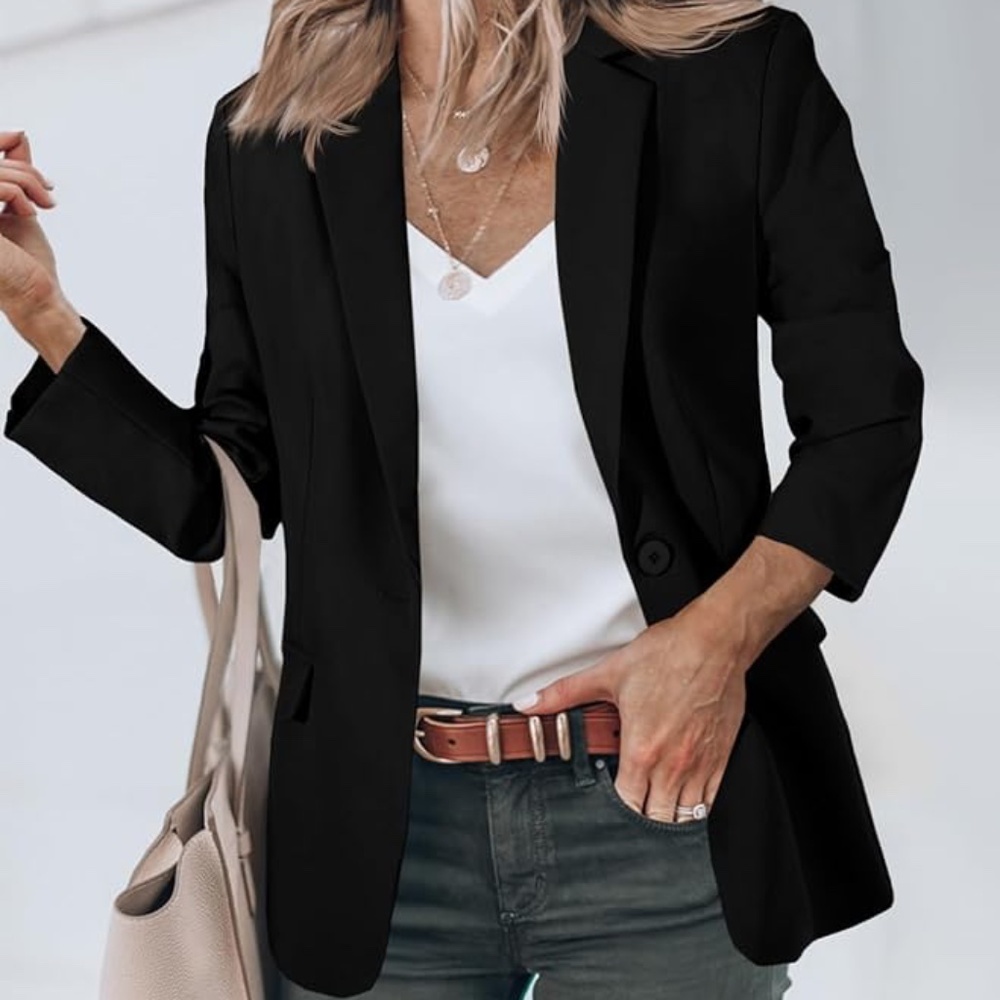 EUC - Black Slim Fit Blazer | One Button | Business Casual Jacket | Size M